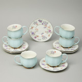 Чайный набор "ВРЕМЕНА ГОДА" на 6 пер. 12 пр. 250 мл голубой LEFARD 42-565