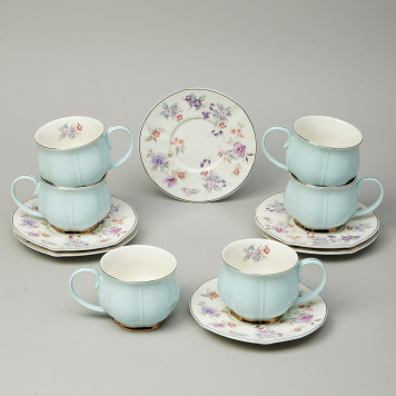 Чайный набор "ВРЕМЕНА ГОДА" на 6 пер. 12 пр. 250 мл голубой LEFARD 42-565