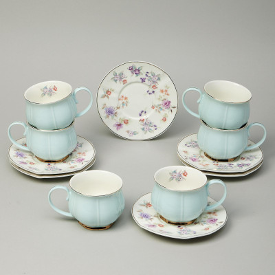 Чайный набор "ВРЕМЕНА ГОДА" на 6 пер. 12 пр. 250 мл голубой LEFARD 42-565