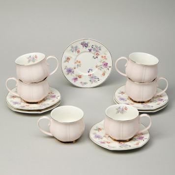 Чайный набор "ВРЕМЕНА ГОДА" на 6 пер. 12 пр. 250 мл розовый LEFARD 42-566