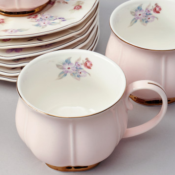 Чайный набор "ВРЕМЕНА ГОДА" на 6 пер. 12 пр. 250 мл розовый LEFARD 42-566-5