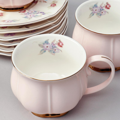 Чайный набор "ВРЕМЕНА ГОДА" на 6 пер. 12 пр. 250 мл розовый LEFARD 42-566-5