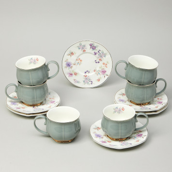 Чайный набор "ВРЕМЕНА ГОДА" на 6 пер. 12 пр. 250 мл серый LEFARD 42-567