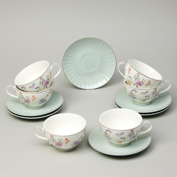 Чайный набор "ВРЕМЕНА ГОДА" на 6 пер. 12 пр. 250 мл голубой LEFARD 42-571