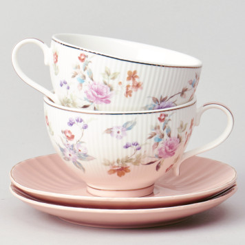 Чайный набор "ВРЕМЕНА ГОДА" на 2 пер. 4 пр. 250 мл розовый LEFARD 42-572-1