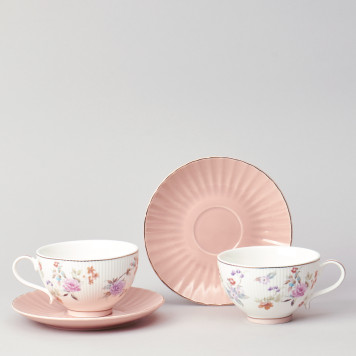 Чайный набор "ВРЕМЕНА ГОДА" на 2 пер. 4 пр. 250 мл розовый LEFARD 42-572-2