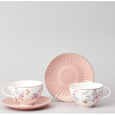 Чайный набор "ВРЕМЕНА ГОДА" на 2 пер. 4 пр. 250 мл розовый LEFARD 42-572-2