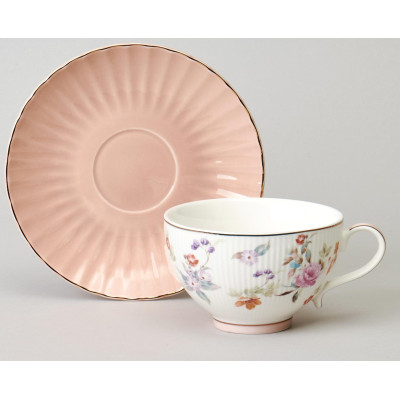 Чайный набор "ВРЕМЕНА ГОДА" на 6 пер. 12 пр. 250 мл розовый LEFARD 42-573-5