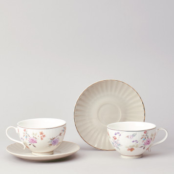 Чайный набор "ВРЕМЕНА ГОДА" на 2 пер. 4 пр. 250 мл серый LEFARD 42-574-2