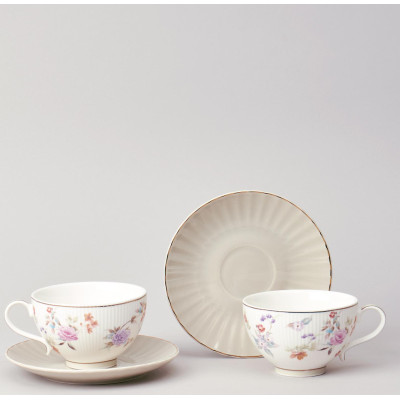 Чайный набор "ВРЕМЕНА ГОДА" на 2 пер. 4 пр. 250 мл серый LEFARD 42-574-2