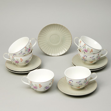 Чайный набор "ВРЕМЕНА ГОДА" на 6 пер. 12 пр. 250 мл серый LEFARD 42-575