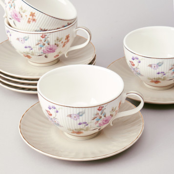 Чайный набор "ВРЕМЕНА ГОДА" на 6 пер. 12 пр. 250 мл серый LEFARD 42-575-5