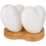 Набор для специй "СЕРДЦЕ" 2 пр. на дерев. подставке 13,3*11,5*1см (кор=36наб.) LEFARD 474-070