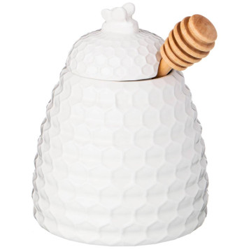 Банка для меда с дерев. ложкой 400 мл (кор=24шт.) LEFARD 474-088-2