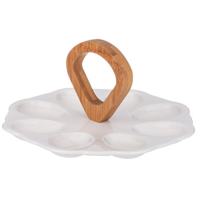 Блюдо для 8 яиц "NATIVE" с дер. ручкой 21*2 cm (кор=24шт.) LEFARD 474-202-1