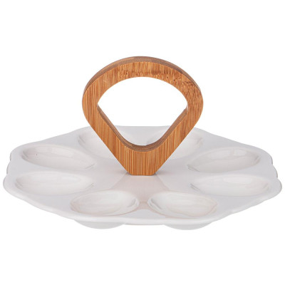 Блюдо для 8 яиц "NATIVE" с дер. ручкой 21*2 cm (кор=24шт.) LEFARD 474-202