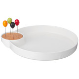 Менажница "NATIVE" 2 секции 32*28*3,5 см, 4 вилочки (кор=8наб.) LEFARD 474-211