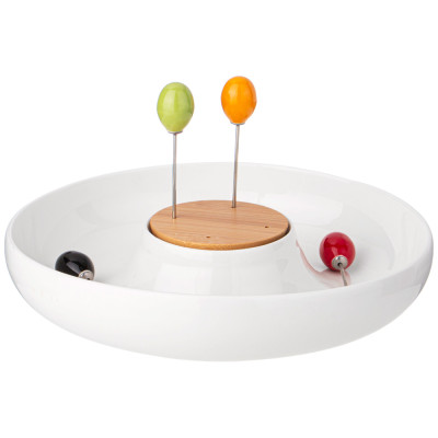 Менажница "NATIVE" 2 секции 23*4,5 см, 4 вилочки (кор=12наб.) LEFARD 474-212-1