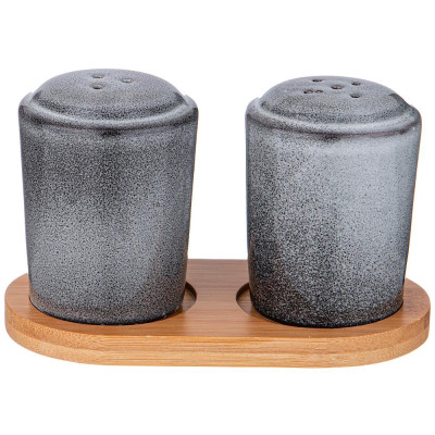 Набор для специй "GRAPHITE" 2 пр. на дер. подставке 13,2*7*8 см (кор=48наб.) LEFARD 474-242