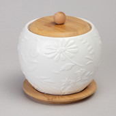 Банка "FLOWERS STORY" с дерев. крышкой на дер. подставке 12*11 см 550 мл LEFARD 474-246