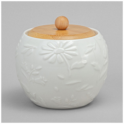 Набор банок "FLOWERS STORY" с дер. крышкой на дер. подставке 2 шт. 12*11 см 550 мл LEFARD 474-247-2