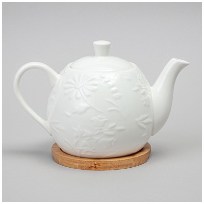 Чайник "FLOWERS STORY" на дерев. подставке 22,5*13*14 см 900 мл LEFARD 474-249-2