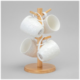 Набор кружек "FLOWERS STORY" на дерев. подставке 4 шт. 11*8*9,5 см 275 мл LEFARD 474-252