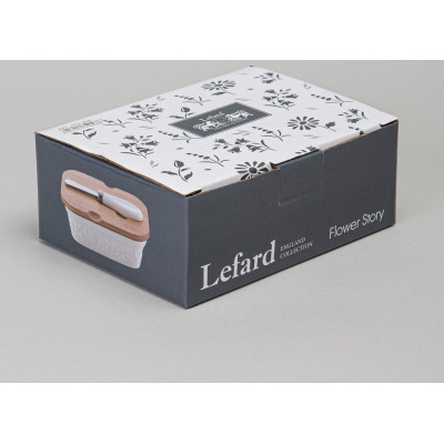 Масленка "FLOWERS STORY" с дер. крышкой, ножом для масла 15*11*6 см 330 мл LEFARD 474-256