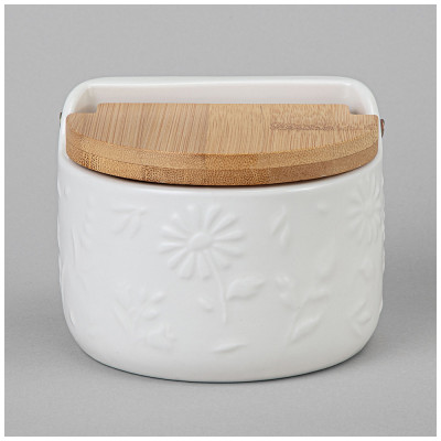 Банка "FLOWERS STORY" с дерев. крышкой 11,5*10,5*9 см 450 мл LEFARD 474-264