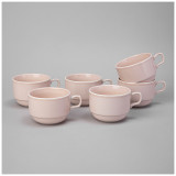 Набор чашек чайных TINT 250мл (розовый) 6 шт. LEFARD 48-882-1