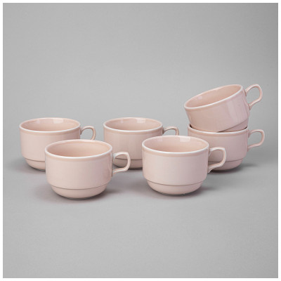 Набор чашек чайных TINT 250мл (розовый) 6 шт. LEFARD 48-882-1