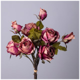 Букет из искусственных роз длина=53см, цвет розово-оранжевый мал.уп.=12шт LEFARD 535-375