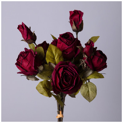 Букет из искусственных роз длина=53см ,цвет бордо мал.уп.=12шт LEFARD 535-376