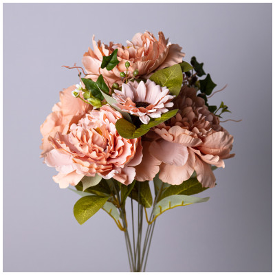 Цветочная композиция из пионов длина=53см , цвет терракотовый мал.уп.=12шт LEFARD 535-392