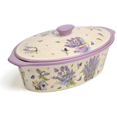 Форма для запекания с крышкой "ЛАВАНДА" овальная 3,2 л 37,5х22х15,5см LEFARD 536-254