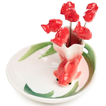 Блюдо "ЗОЛОТАЯ РЫБКА" 11*12*8 см, 6 вилочек (кор=18шт) LEFARD 58-143-2