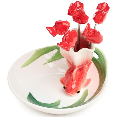 Блюдо "ЗОЛОТАЯ РЫБКА" 11*12*8 см, 6 вилочек (кор=18шт) LEFARD 58-143-2