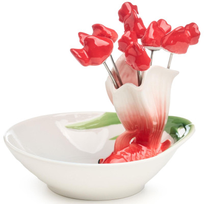 Блюдо "ЗОЛОТАЯ РЫБКА" 11*12*8 см, 6 вилочек (кор=18шт) LEFARD 58-143-3