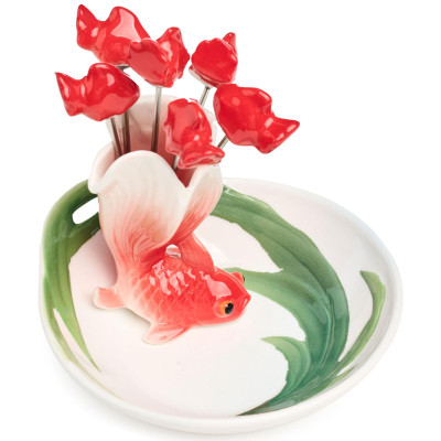 Блюдо "ЗОЛОТАЯ РЫБКА" 11*12*8 см, 6 вилочек (кор=18шт) LEFARD 58-143