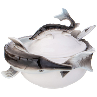 Икорница "ОСЁТР" 12,5*11 см, с ложечкой (кор=24шт.) LEFARD 58-270-1