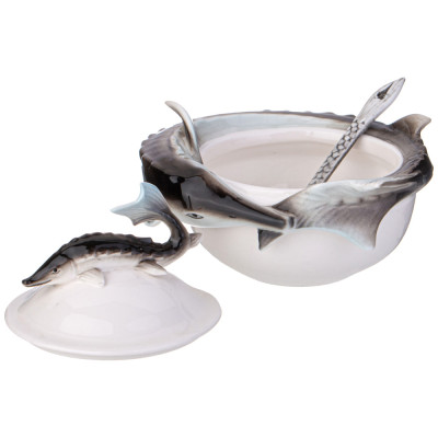 Икорница "ОСЁТР" 12,5*11 см, с ложечкой (кор=24шт.) LEFARD 58-270-2