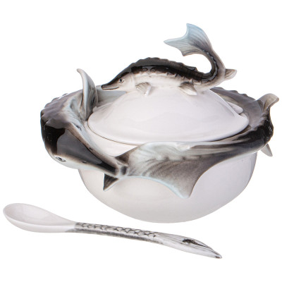 Икорница "ОСЁТР" 12,5*11 см, с ложечкой (кор=24шт.) LEFARD 58-270