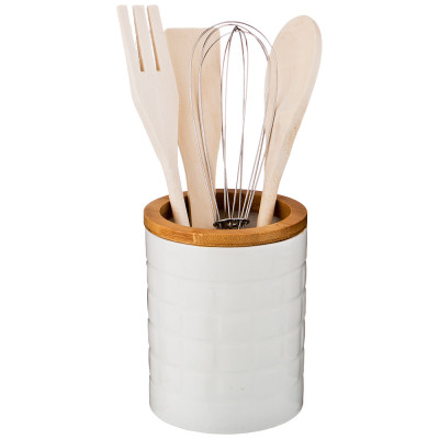 Набор кухонных приборов "NATIVE" 4 пр., подставка 10*13 см (кор=12наб.) LEFARD 587-111