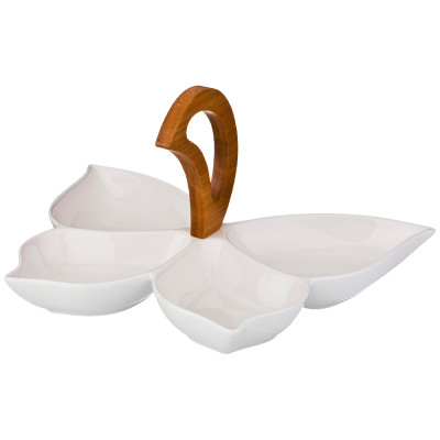 Менажница 4-х секционная "NATIVE" 28,5*21 см. высота=14 см. (кор=16шт.) LEFARD 587-134