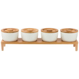 Набор из 4-х банок для сыпучих продуктов "NATIVE" 250 мл. на подставке 41*10 см. в=11 см.(кор=9наб.) LEFARD 587-139