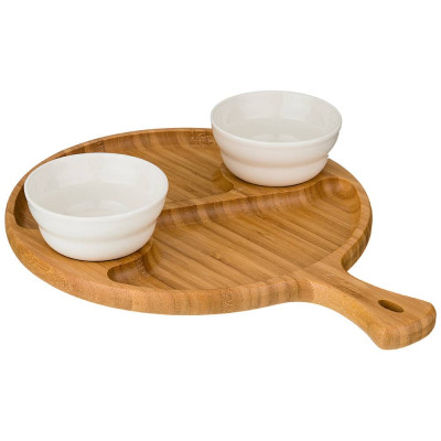 Блюдо сервировочное "NATIVE" 34*25,5*2 см + 2 розетки (кор=8шт.) LEFARD 587-155