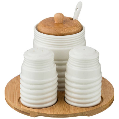 Набор для специй "NATIVE" 2 пр. + сахарница 300 мл на подставке 16,5*16,5*10 см (кор=12наб.) LEFARD 587-159