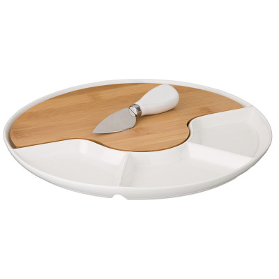 Менажница "NATIVE" 4 секции 27*27*2 см, нож металл. для сыра (кор=16шт.) LEFARD 587-168