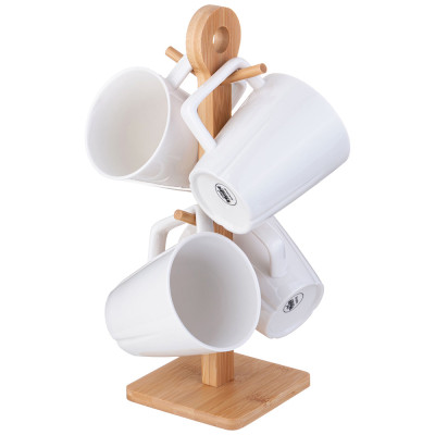 Набор кружек "NATIVE" 4 шт. 320 мл на дерев. подставке (кор=8наб.) LEFARD 587-178