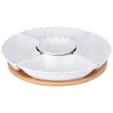 Менажница 5 секций "NATIVE" 28 см на дерев. подставке (кор=8шт.) LEFARD 587-179